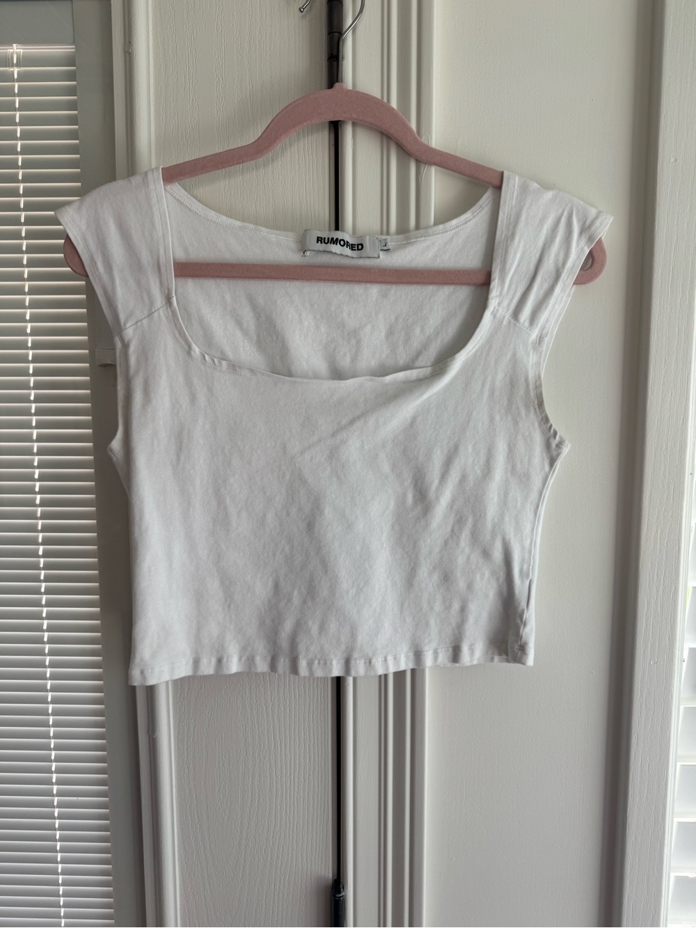 Rumored White Scoop Neck Crop Top